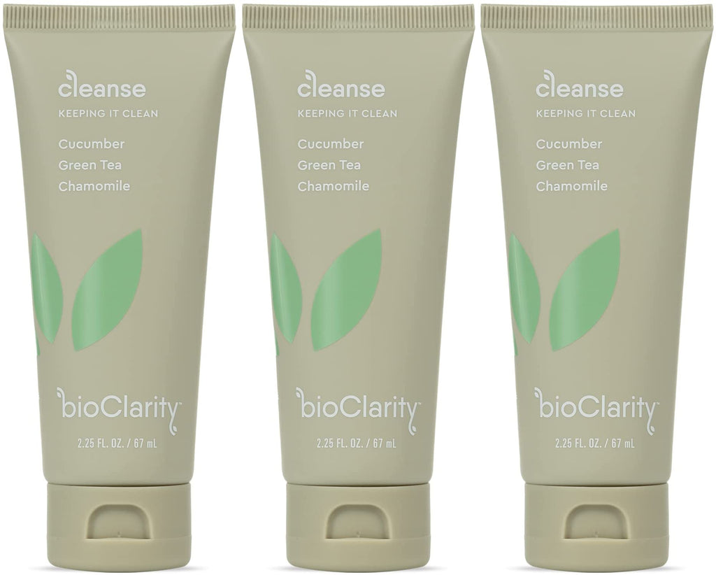 BioClarity Face Cleanser – 100% Vegan, Gentle Wash with Cucumber, Green Tea & Chamomile (4 Oz, Pack of 3)