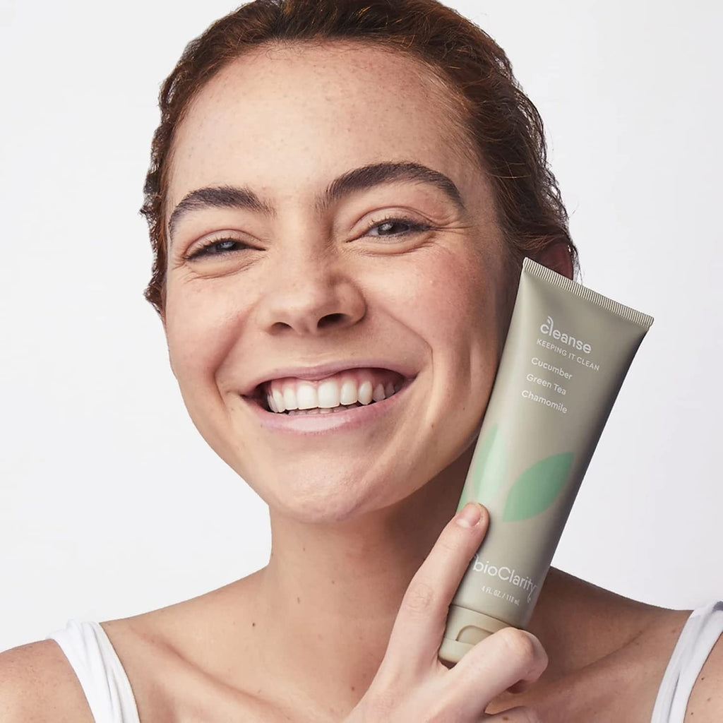 BioClarity Face Cleanser – 100% Vegan, Gentle Wash with Cucumber, Green Tea & Chamomile (Set of Two 4oz)