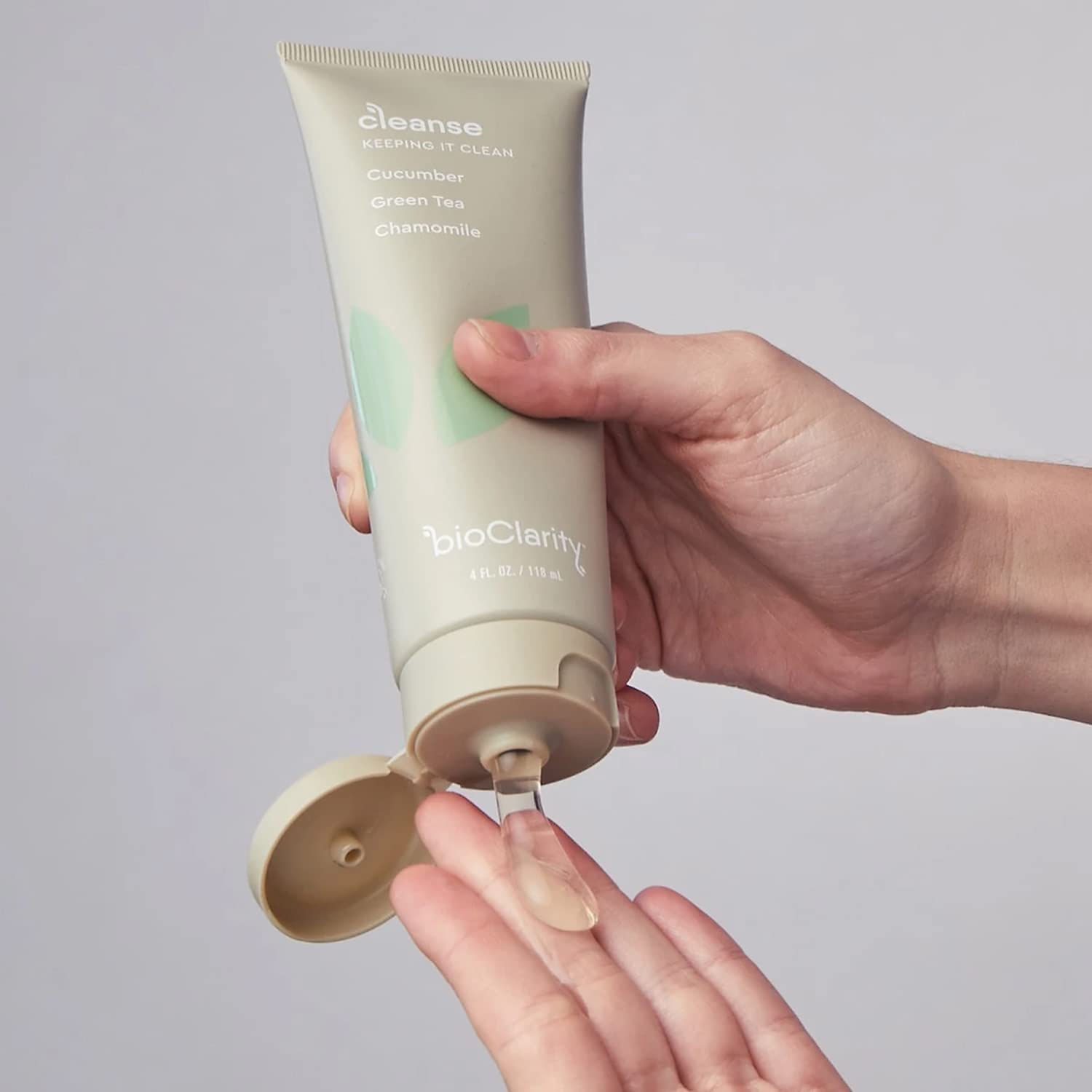 BioClarity Face Cleanser – 100% Vegan, Gentle Wash with Cucumber, Green Tea & Chamomile (Set of Two 4oz)
