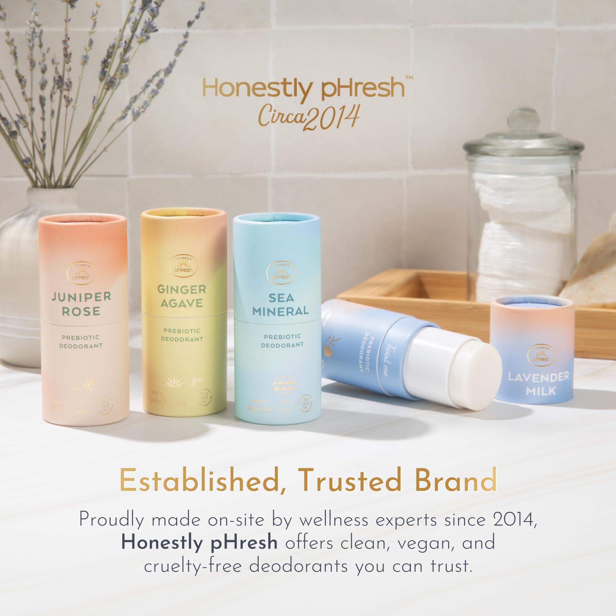 Honestly pHresh Twist-Up Deodorant — Baking Soda Free, Prebiotic Formula, Aluminum Free | Ginger Agave
