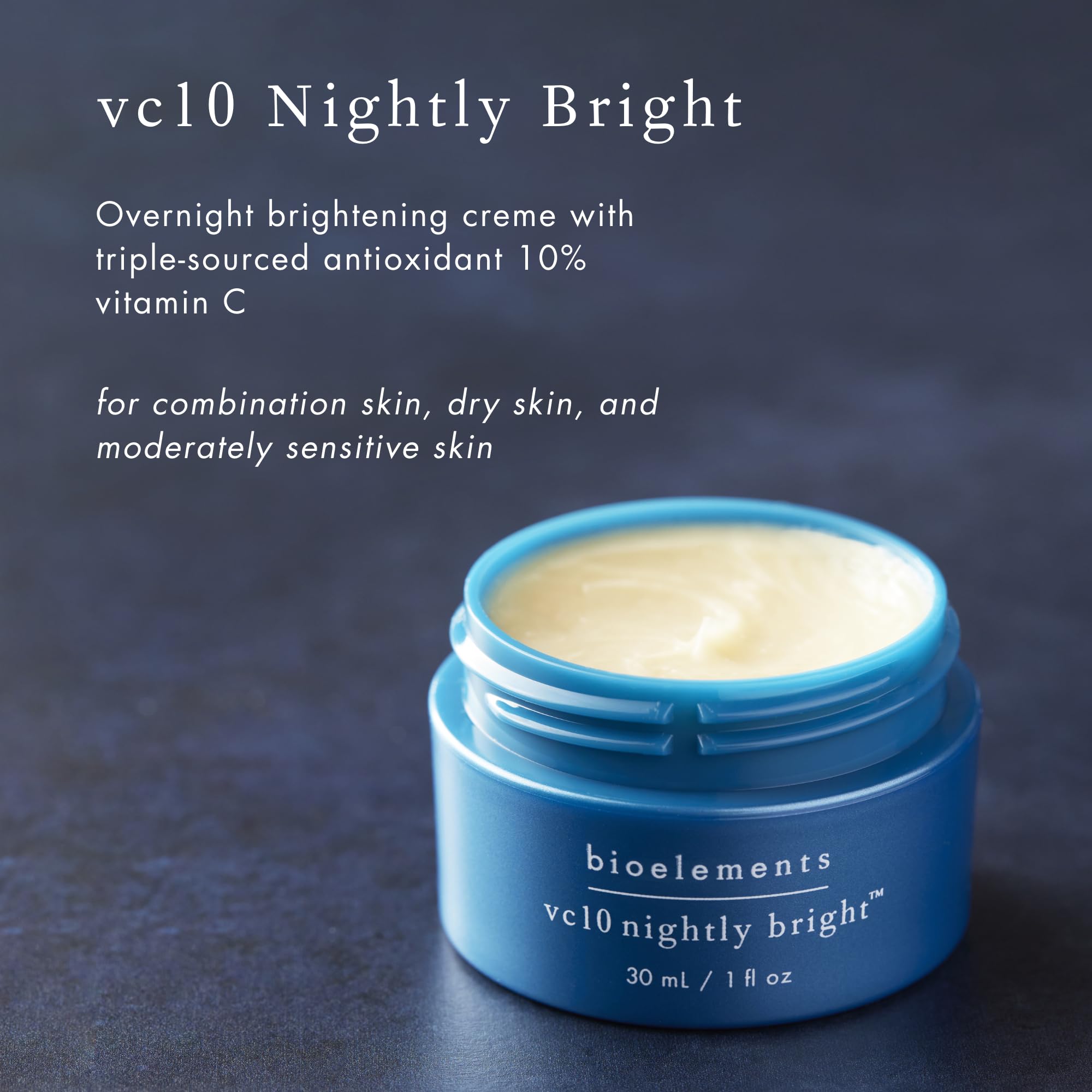 Bioelements vc10 Nightly Bright Overnight Cream – 10% Vitamin C, Vegan & Gluten Free