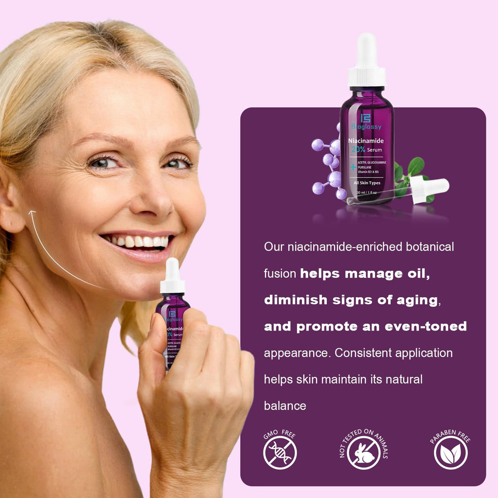 Bioglossy 20% Niacinamide Serum for Face – Brightening, Pore Refining & Hydration