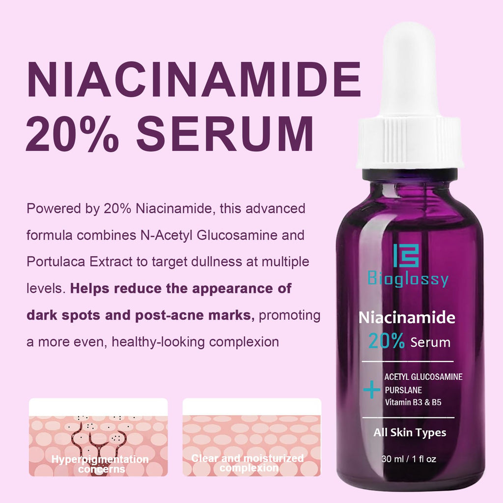 Bioglossy 20% Niacinamide Serum for Face – Brightening, Pore Refining & Hydration
