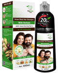 BIOGREEN ROOTS Ammonia-Free Herbal Hair Dye Shampoo – Brown-Black, Gray Coverage (400 ml)