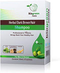 BIOGREEN ROOTS Ammonia-Free & Paraben-Free Herbal Hair Dye Shampoo – Dark Brown, 10 sachets x 25ml