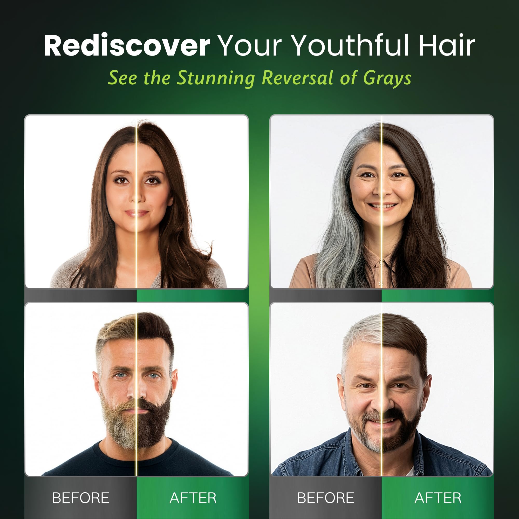 BIOGREEN ROOTS Ammonia-Free Herbal Hair Dye Shampoo for Gray Coverage – Dark Brown (400 ml)