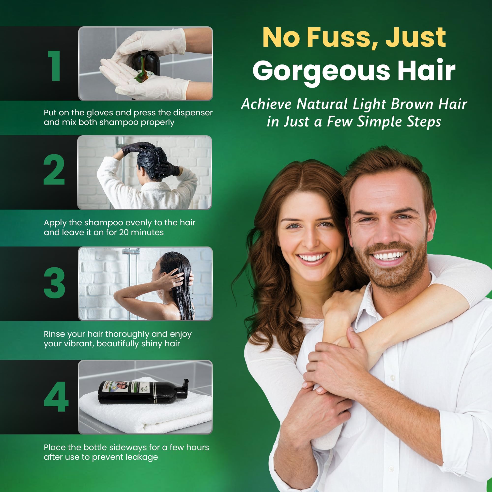 BIOGREEN ROOTS Ammonia-Free Herbal Hair Dye Shampoo for Gray Coverage – Gentle Color Care (200 ml)