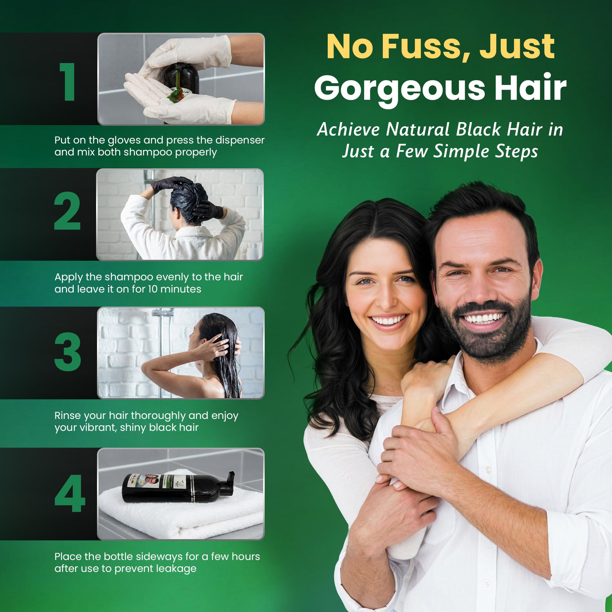 BIOGREEN ROOTS Ammonia-Free Herbal Hair Dye Shampoo – Natural Black (400 ml)