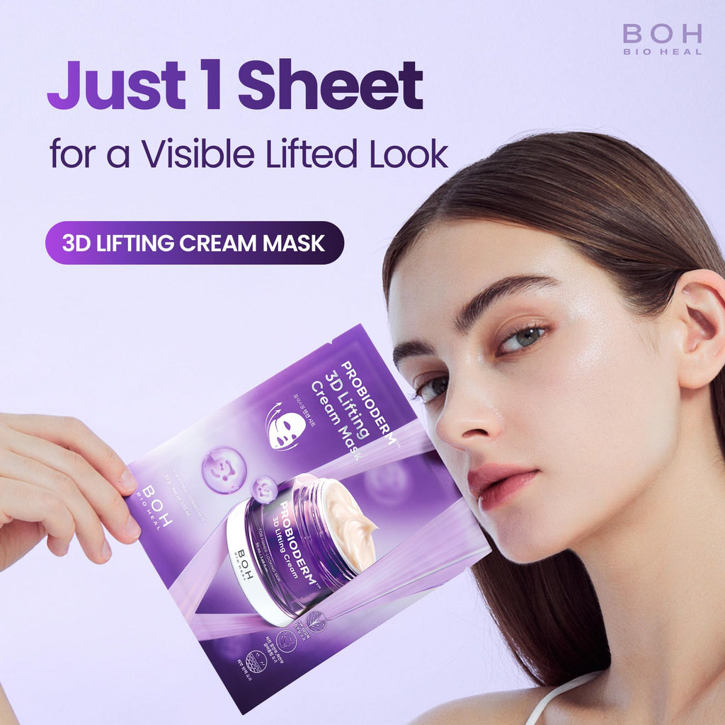 BIOHEAL BOH Probioderm 3D Lifting Cream Mask – Probiotic Korean Sheet Mask (6 Sheets)
