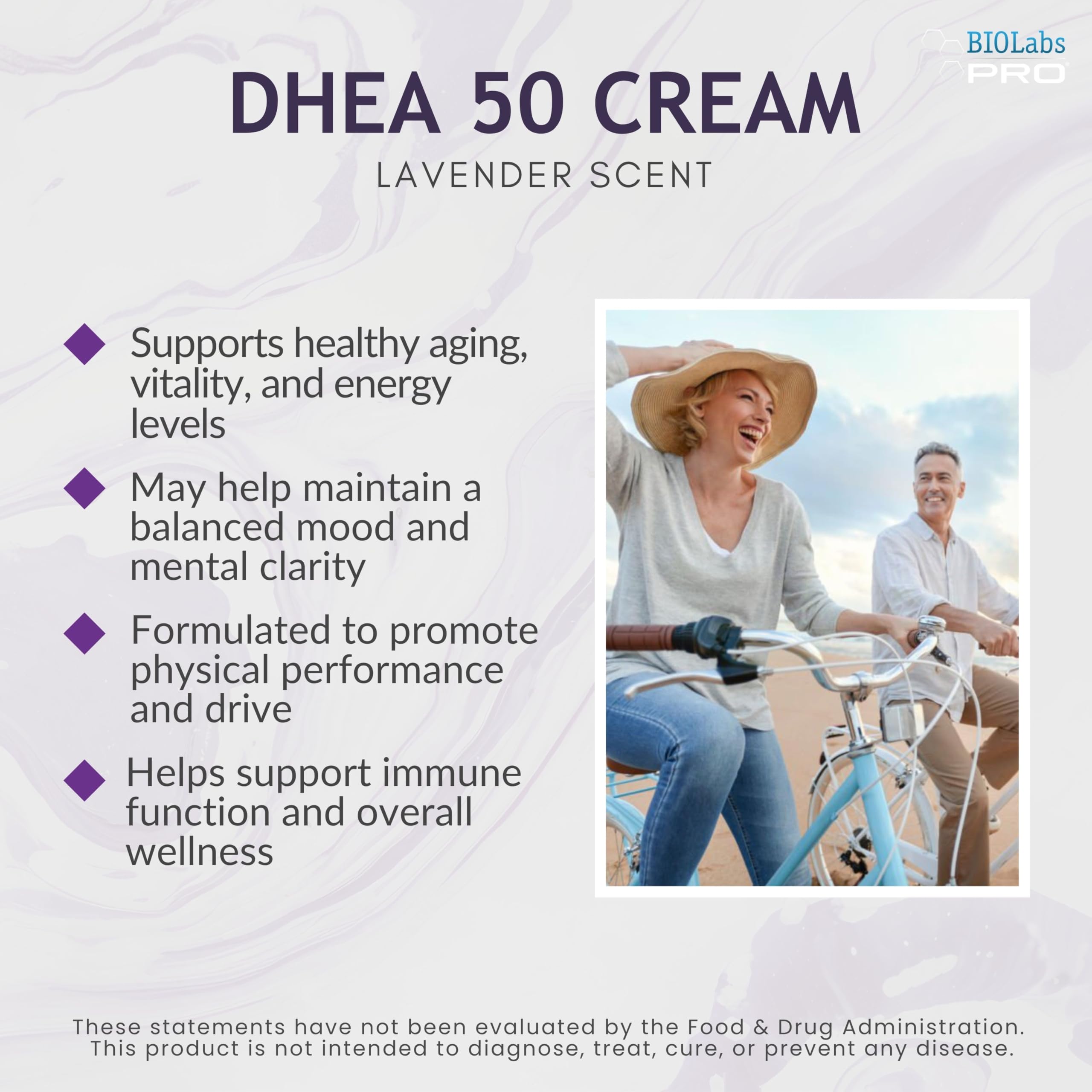 BIOLABS PRO DHEA All Natural 50mg Cream – 3oz, Two-Month Supply, Lavender