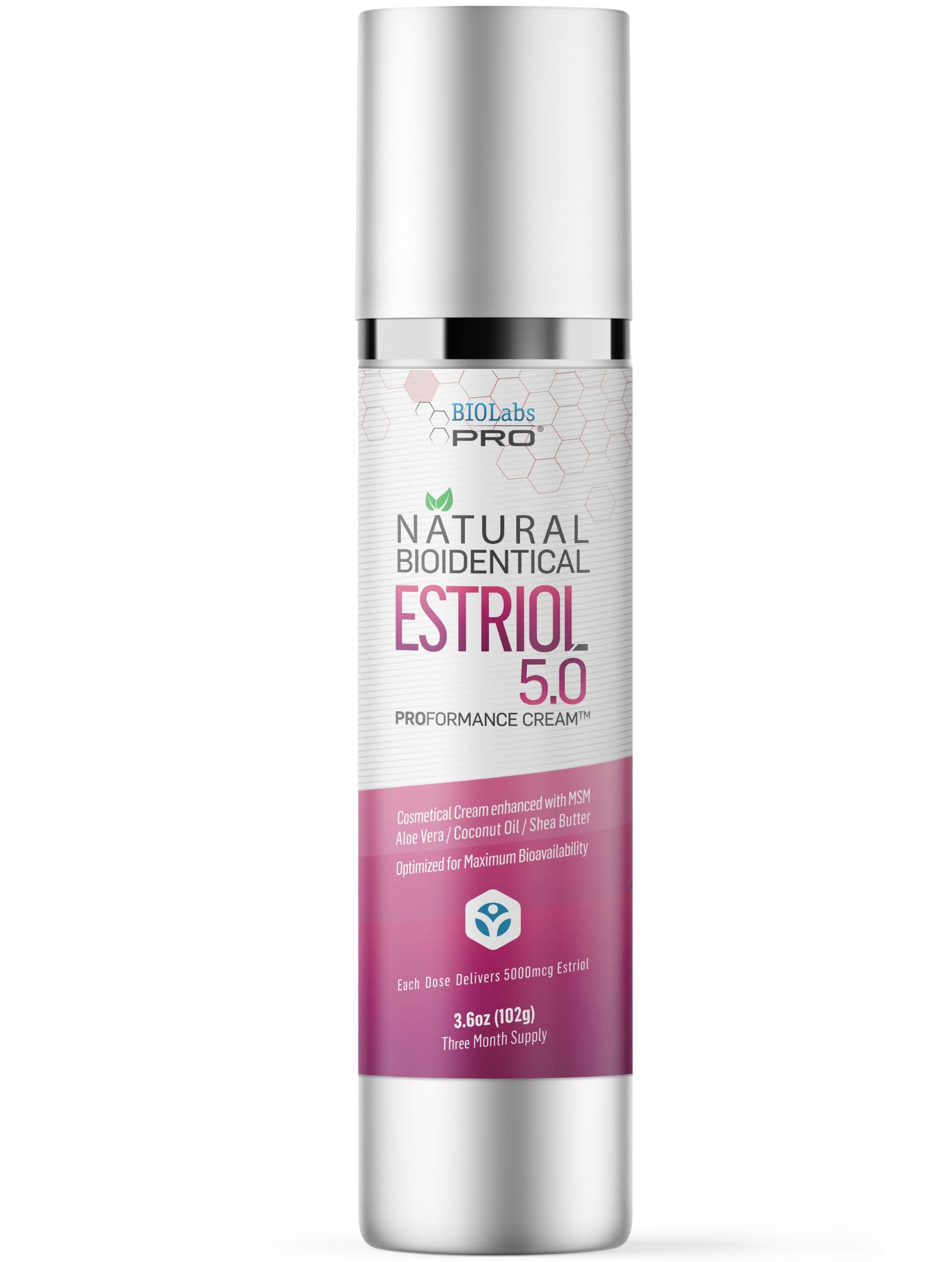 BIOLABS PRO UltraSpa Skincare – Natural Bioidentical Estriol Cream for Women, 3-Month Supply (3.6 oz)