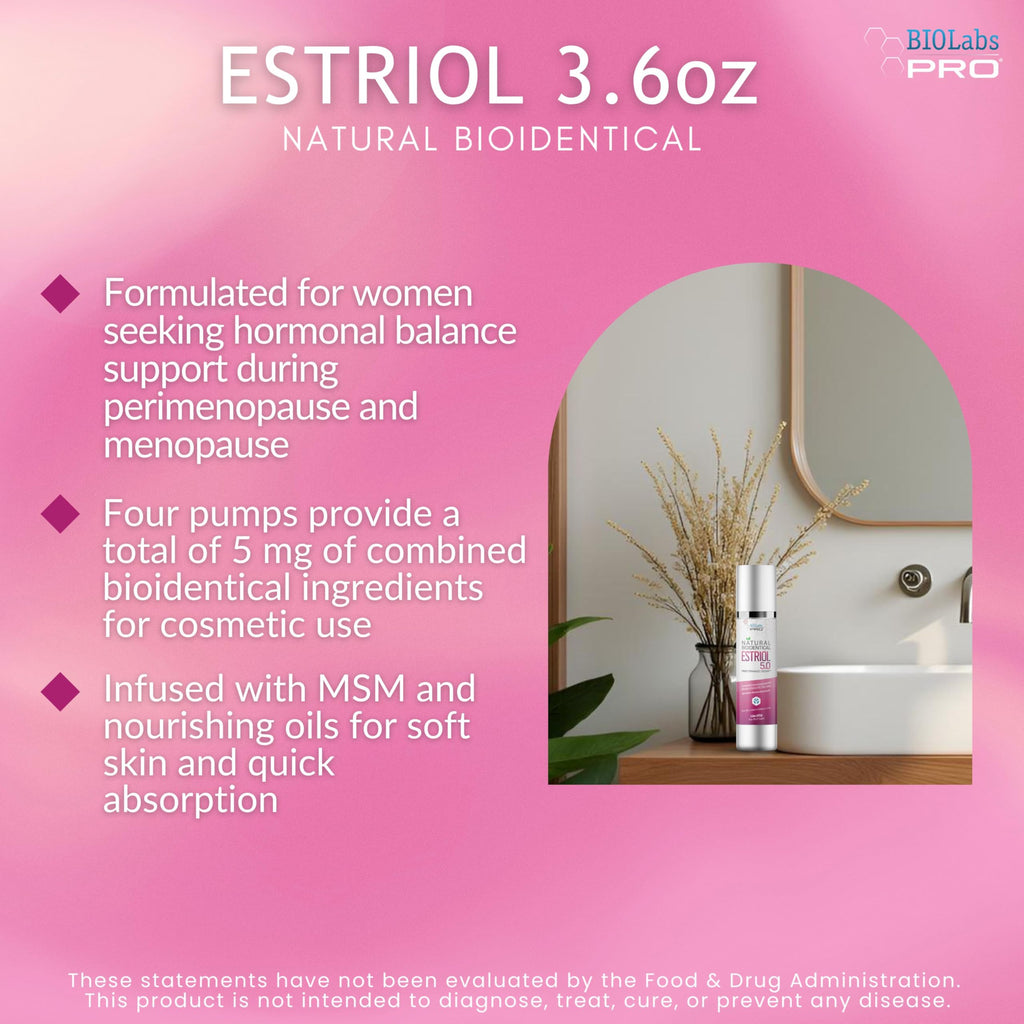 BIOLABS PRO UltraSpa Skincare – Natural Bioidentical Estriol Cream for Women, 3-Month Supply (3.6 oz)