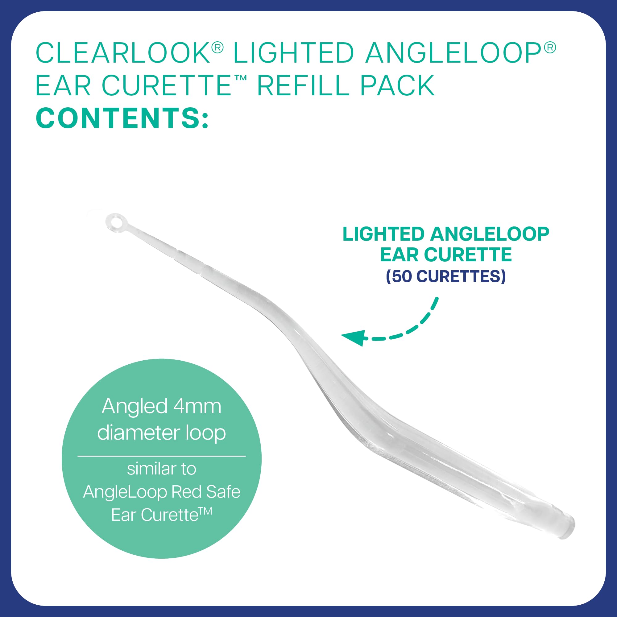 Bionix ClearLook AngleLoop Ear Curette Refill Pack – 50-Count, Safe Single-Use Earwax Tool