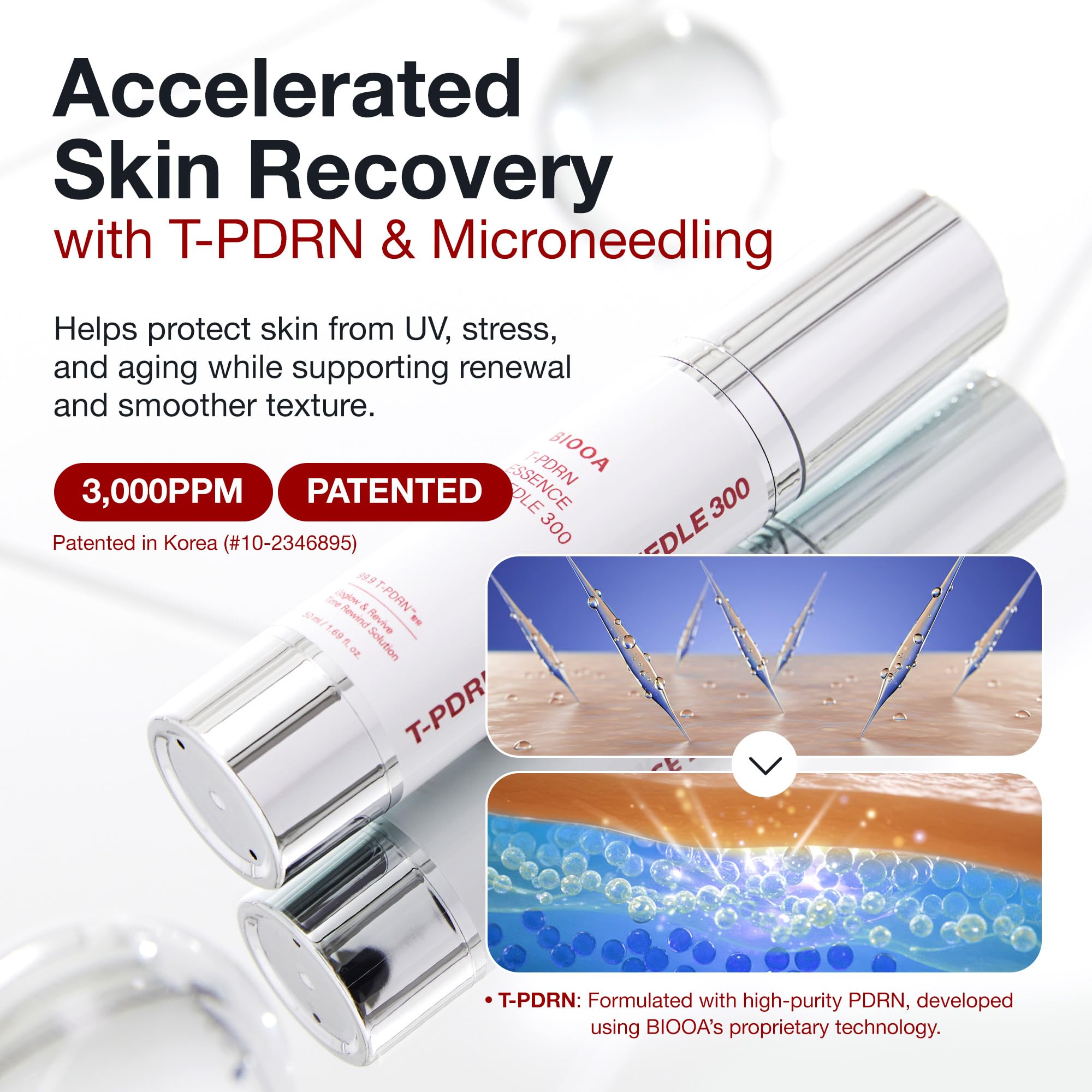 BIOOA PDRN Teedle Shot 300 Spicule Microneedling Serum | Minimize Pores & Fine Lines