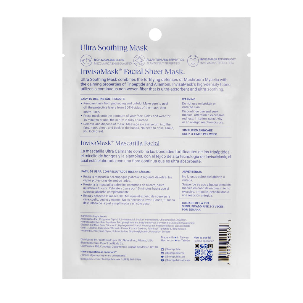 BioRepublic Ultra Soothing InvisaMask with Squalane, Tripeptide & Allantoin | Hydration, Brightening & Gentle Comfort