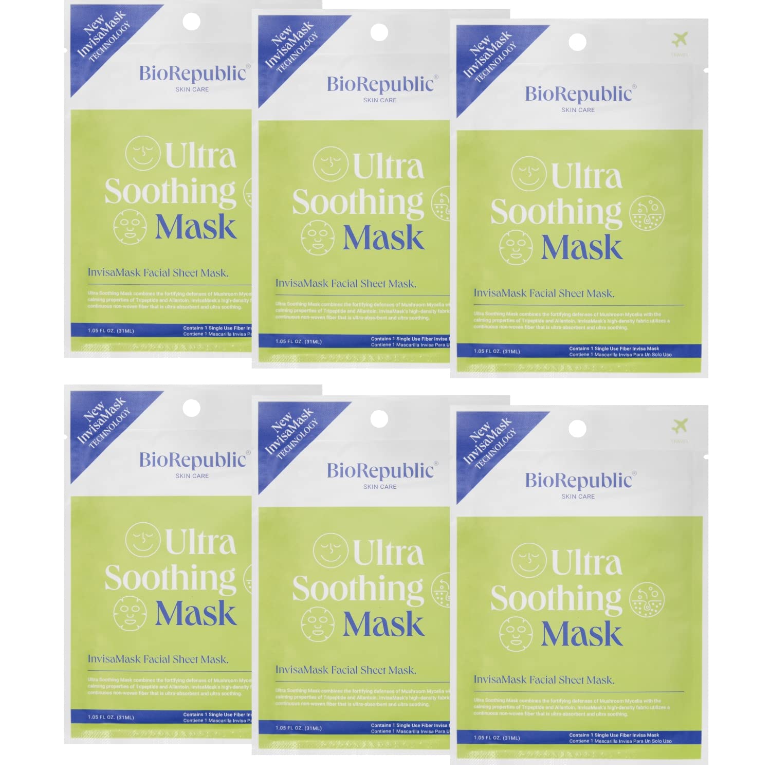 BioRepublic Ultra Soothing InvisaMask with Squalane, Tripeptide & Allantoin | Hydration, Brightening & Gentle Comfort