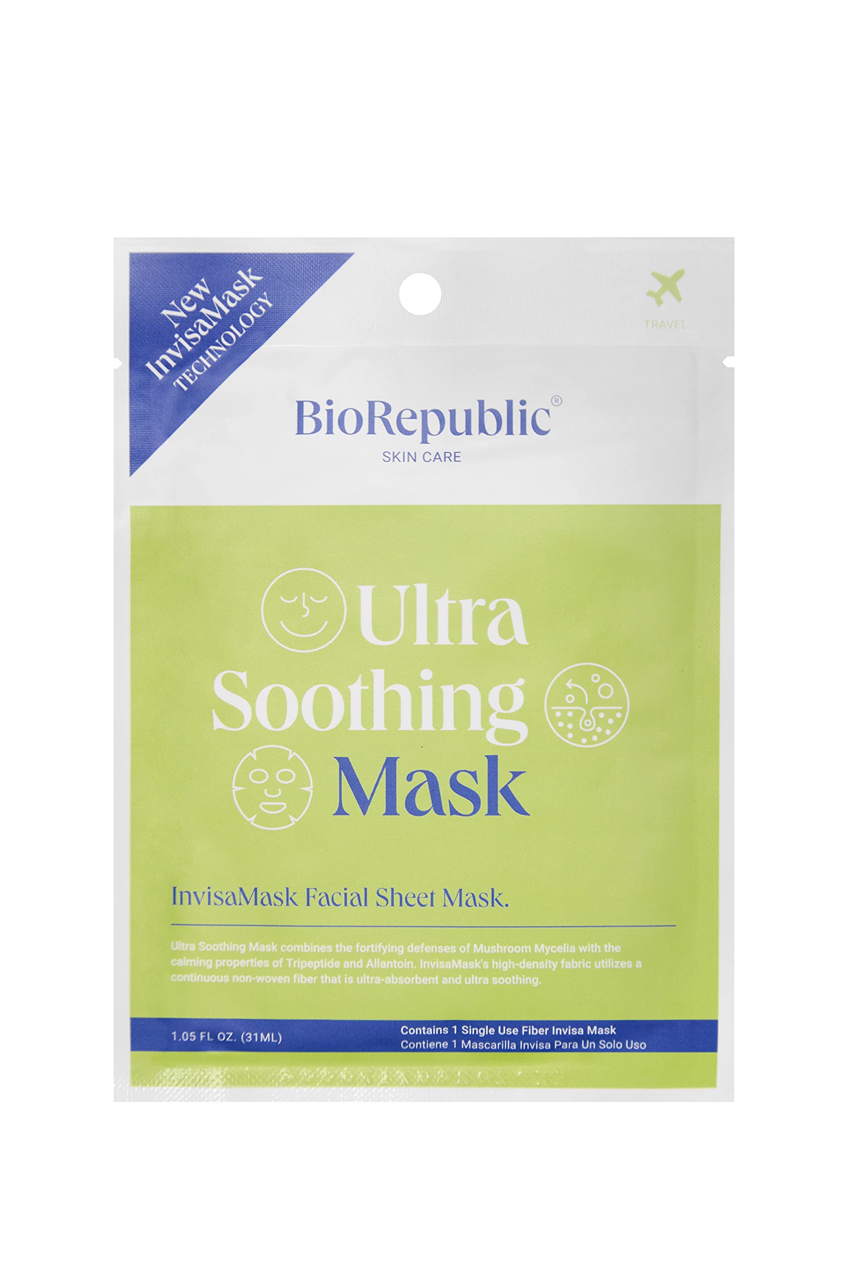 BioRepublic Ultra Soothing InvisaMask with Squalane, Tripeptide & Allantoin | Hydration, Brightening & Gentle Comfort