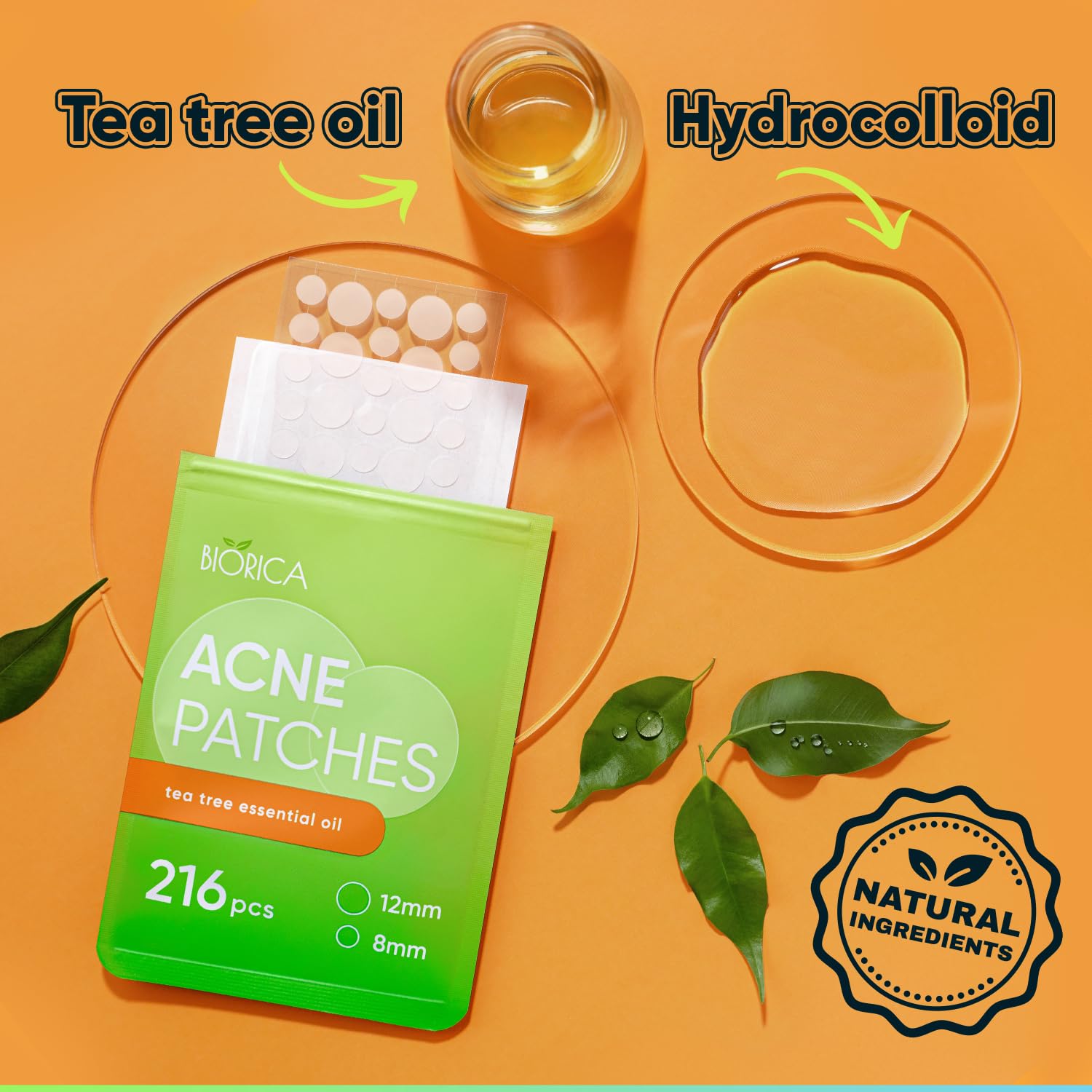 BIORICA Tea Tree Pimple Patches – 216 Hydrocolloid Acne Patches for Face