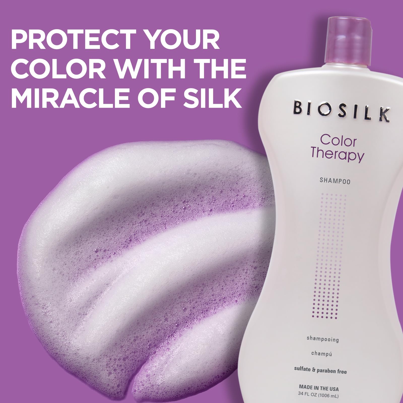 BioSilk Color Therapy Shampoo – Gentle Color Protection, Sulfate-Free, Paraben-Free, 34 oz