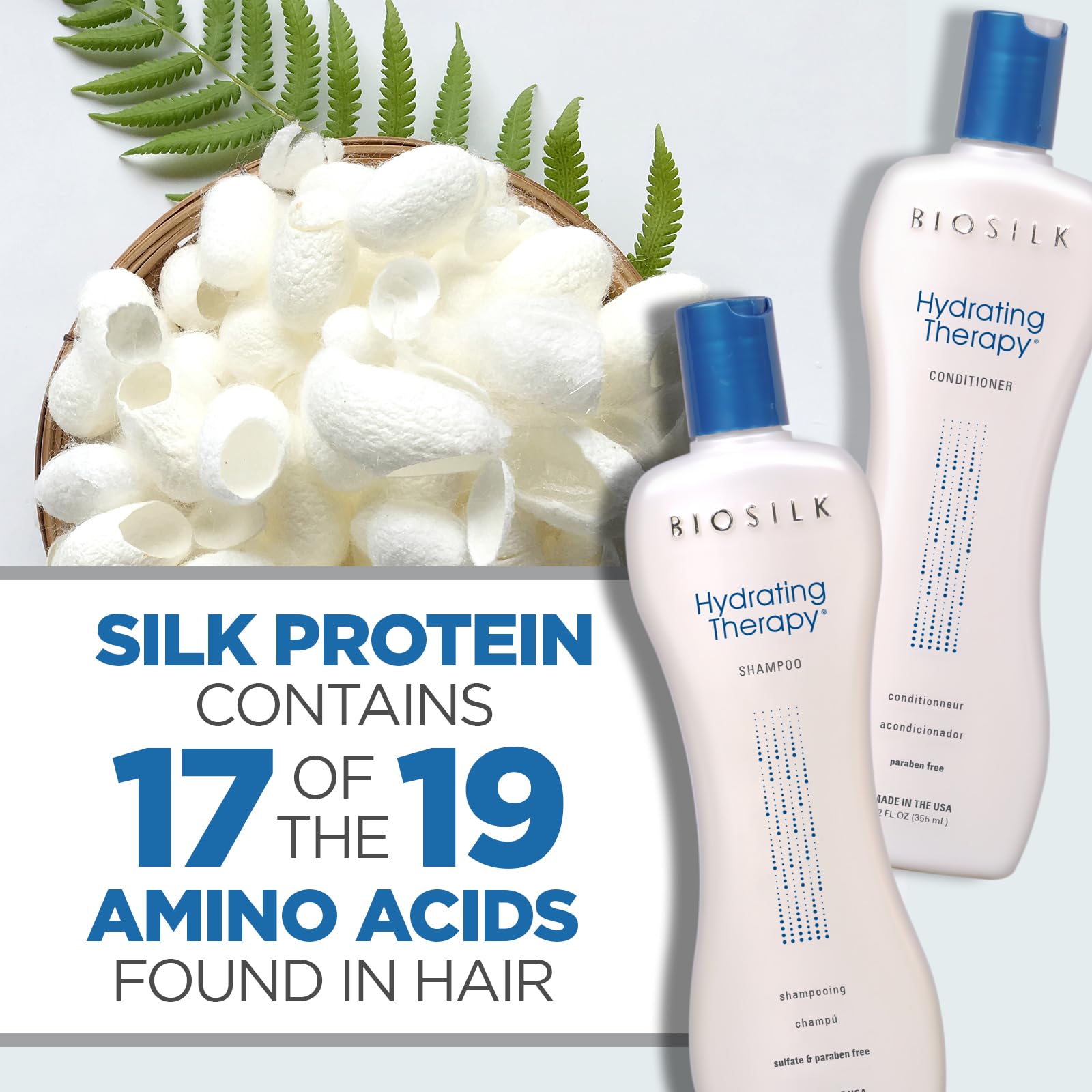 BioSilk Hydrating Therapy Shampoo & Conditioner – Replenish Coarse, Moisture-Depleted Hair (12 oz each) – Sulfate, Paraben-Free, Cruelty-Free