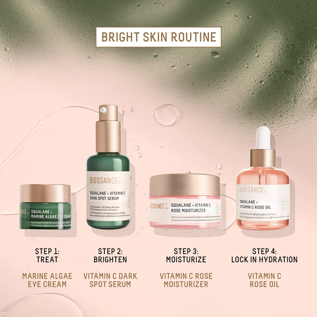 BIOSSANCE Squalane + Vitamin C Rose Moisturizer – Hydration, Brightening & Smooth Texture