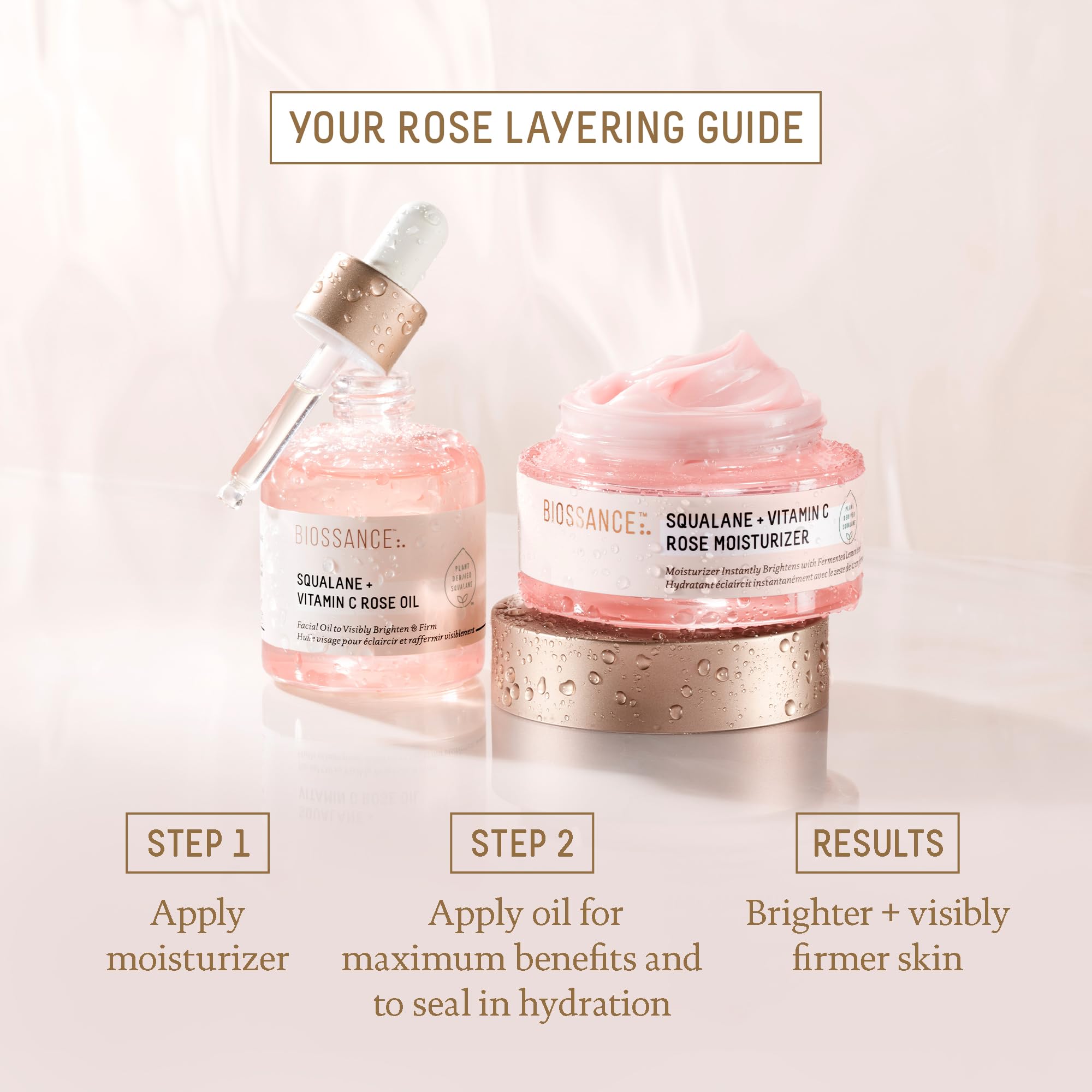 BIOSSANCE Squalane + Vitamin C Rose Moisturizer – Hydration, Brightening & Smooth Texture