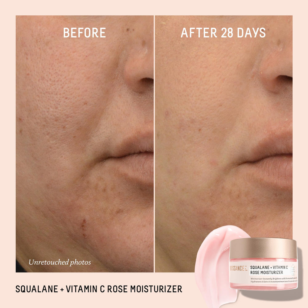 BIOSSANCE Squalane + Vitamin C Rose Moisturizer – Hydration, Brightening & Smooth Texture