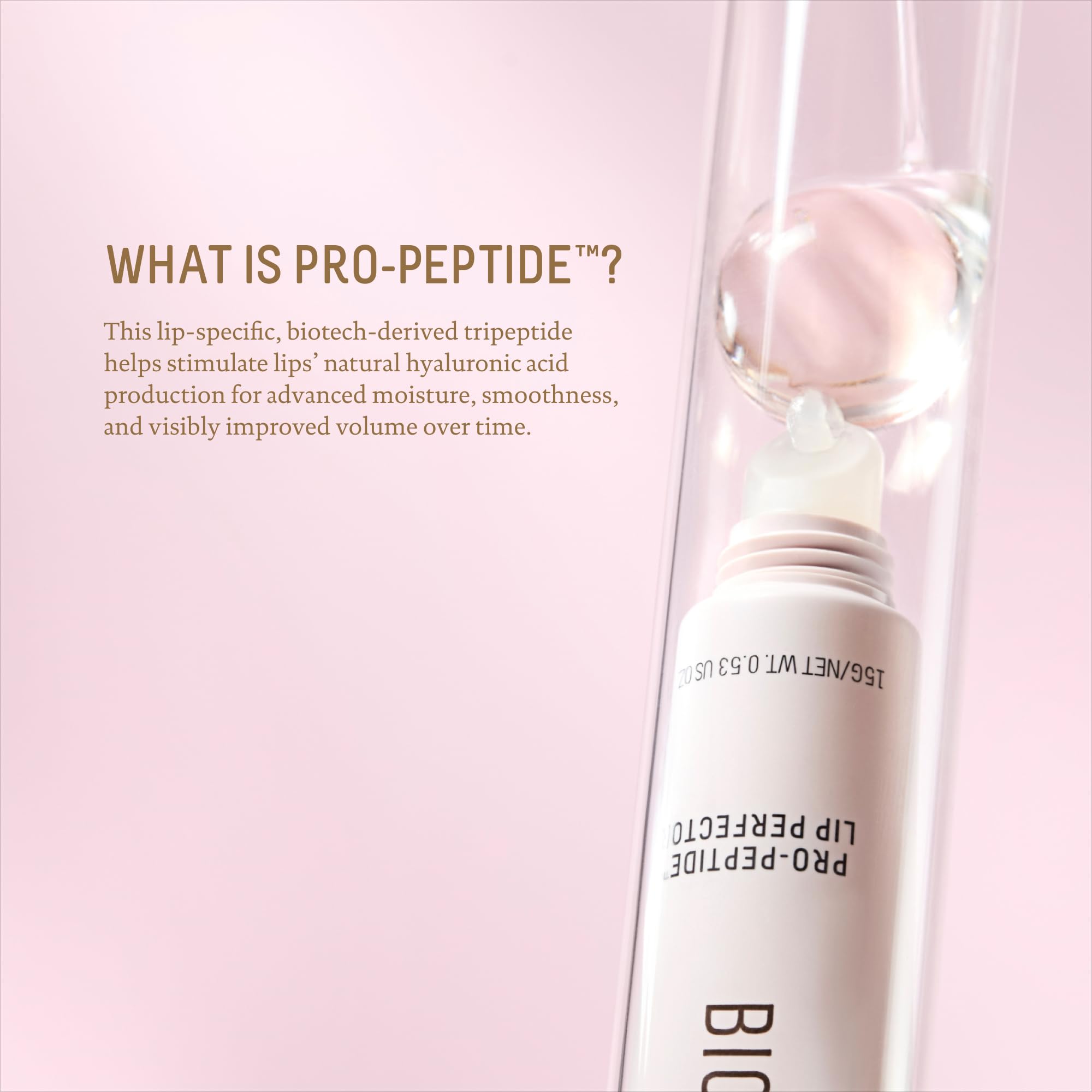 BIOSSANCE Pro-Peptide Lip Perfector – Vegan Lip Balm with Hyaluronic Acid