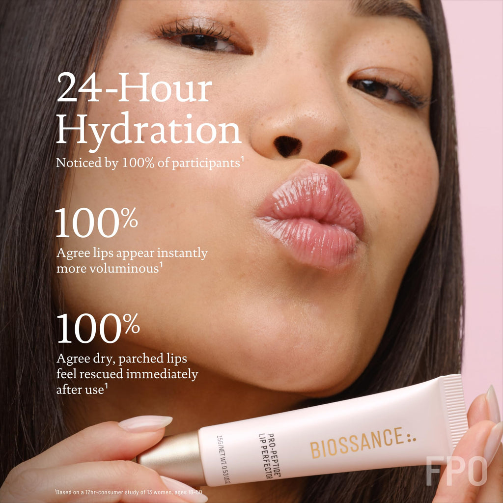 BIOSSANCE Pro-Peptide Lip Perfector – Vegan Lip Balm with Hyaluronic Acid
