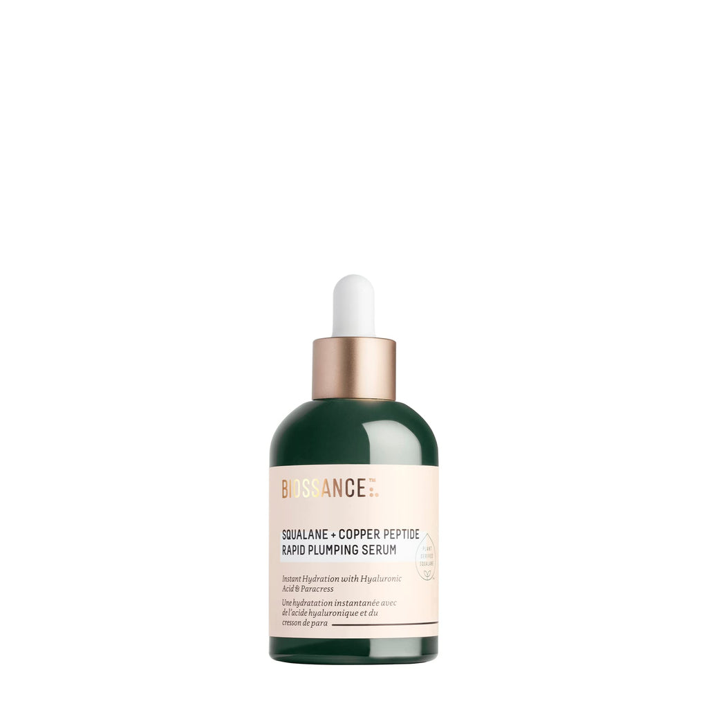 BIOSSANCE Squalane + Copper Peptide Rapid Plumping Serum – Hydration, Firming, 1.69oz