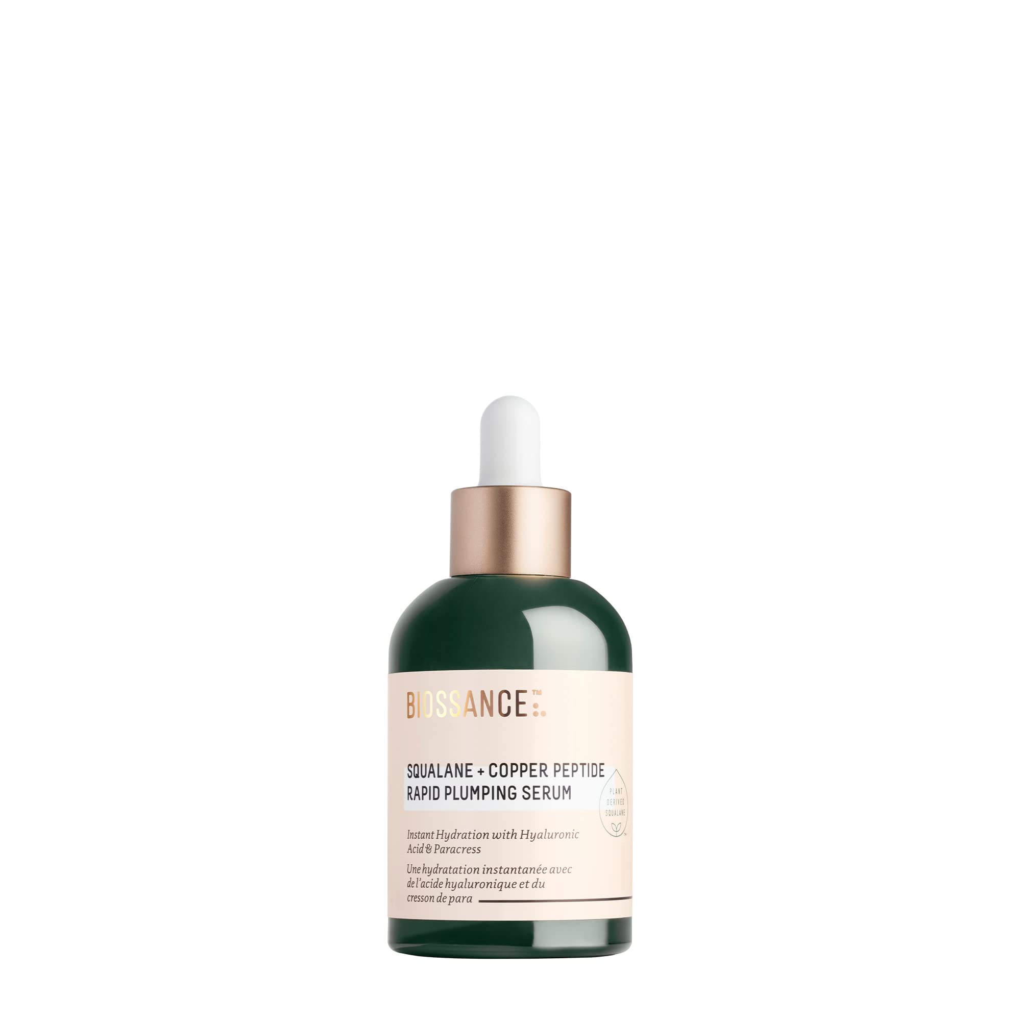 BIOSSANCE Squalane + Copper Peptide Rapid Plumping Serum – Hydration, Firming, 1.69oz