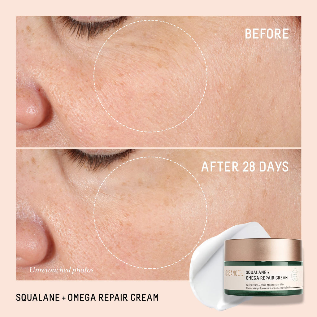 BIOSSANCE Squalane + Omega Repair Cream – Ultra-Moisturizing Face Cream with Hyaluronic Acid, Ceramides & Squalane | 3.38oz