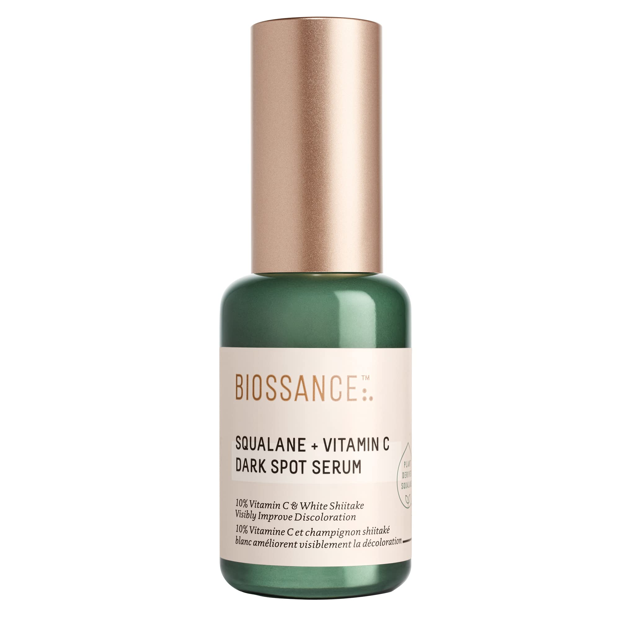 BIOSSANCE Squalane + Vitamin C Dark Spot Serum – 10% Vitamin C, White Shiitake, Fragrance-Free