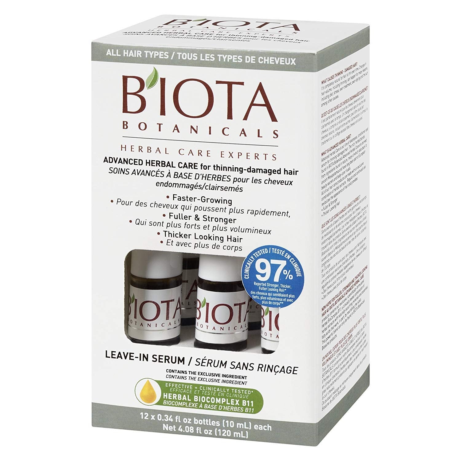 Biota Botanicals Advanced Herbal Care Leave-In Serum – Hair Nourishment for Thinning Hair, 0.34 oz (12 Count)