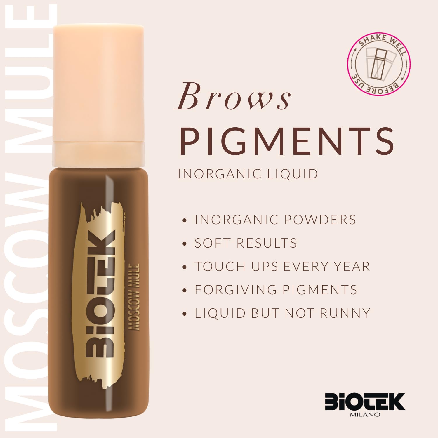 Biotek Moscow Mule Inorganic Liquid PMU Brow Pigment – Dark Blond/Light Brown (0.5 fl oz) – Made in Italy