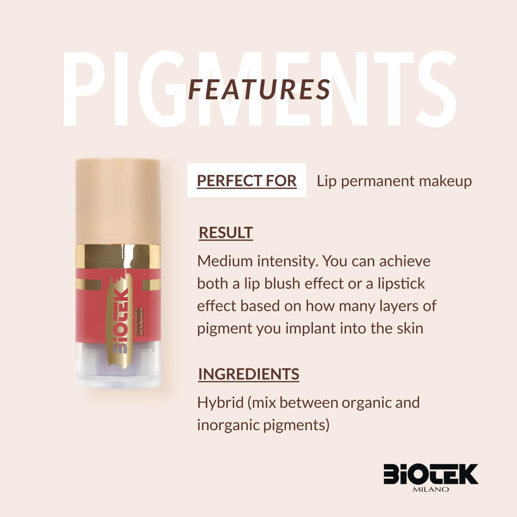 Biotek Daiquiri Lip Pigment – Bright Coral for PMU (0.24 fl oz) – Made in Italy