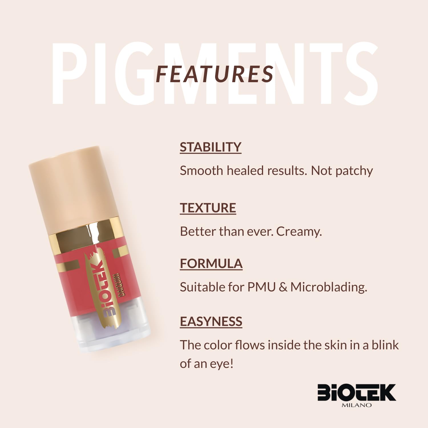 Biotek Daiquiri Lip Pigment – Bright Coral for PMU (0.24 fl oz) – Made in Italy