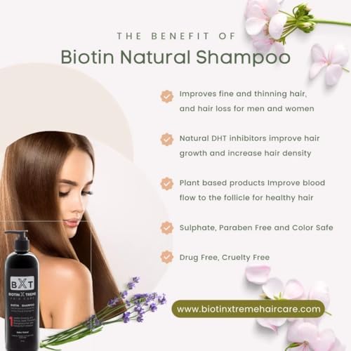 Biotin X Treme Hair Natural Shampoo | Color-Safe, DHT Blocker & Sulfate-Free (8 oz)