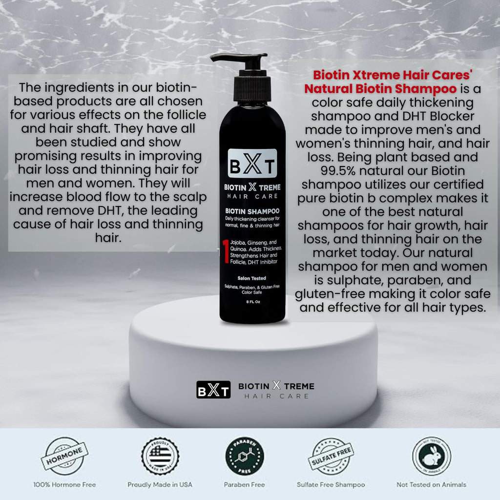 Biotin X Treme Hair Natural Shampoo | Color-Safe, DHT Blocker & Sulfate-Free (8 oz)
