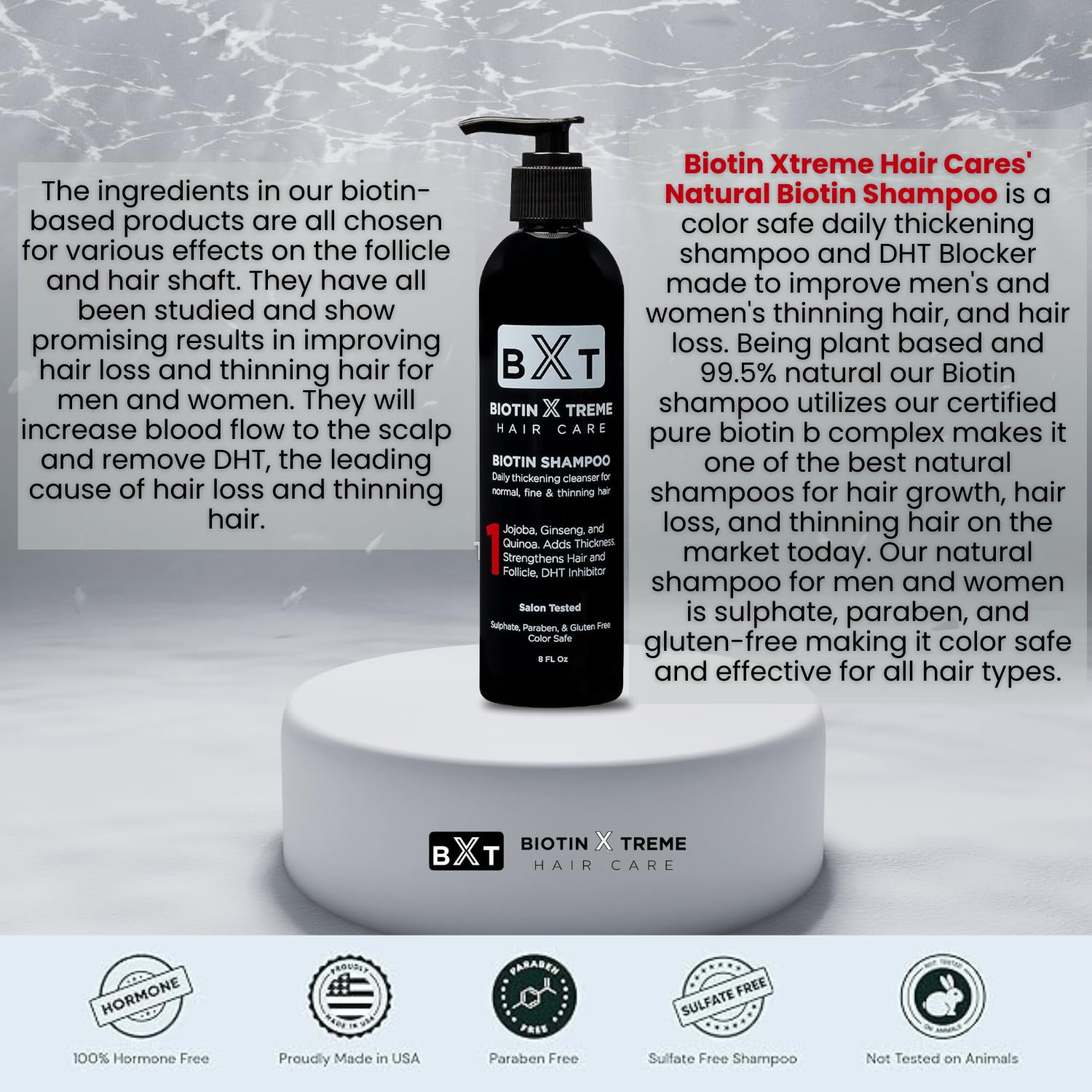 Biotin X Treme Hair Natural Shampoo | Color-Safe, DHT Blocker & Sulfate-Free (8 oz)