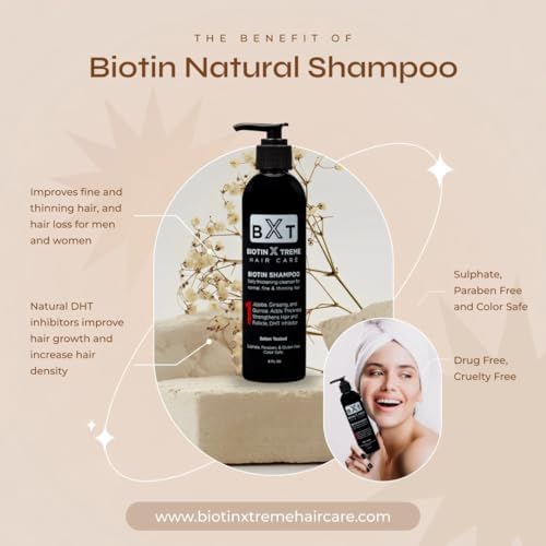 Biotin X Treme Hair Natural Shampoo | Color-Safe, DHT Blocker & Sulfate-Free (8 oz)
