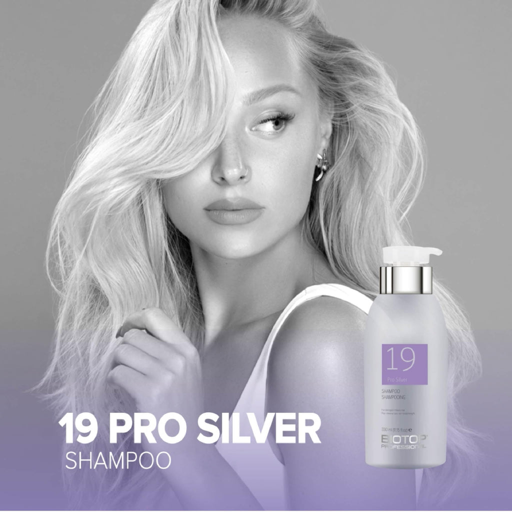 Biotop Professional 19 Pro Silver Shampoo – Neutralize Brassy Tones for Blonde & Platinum Hair (33.8oz)