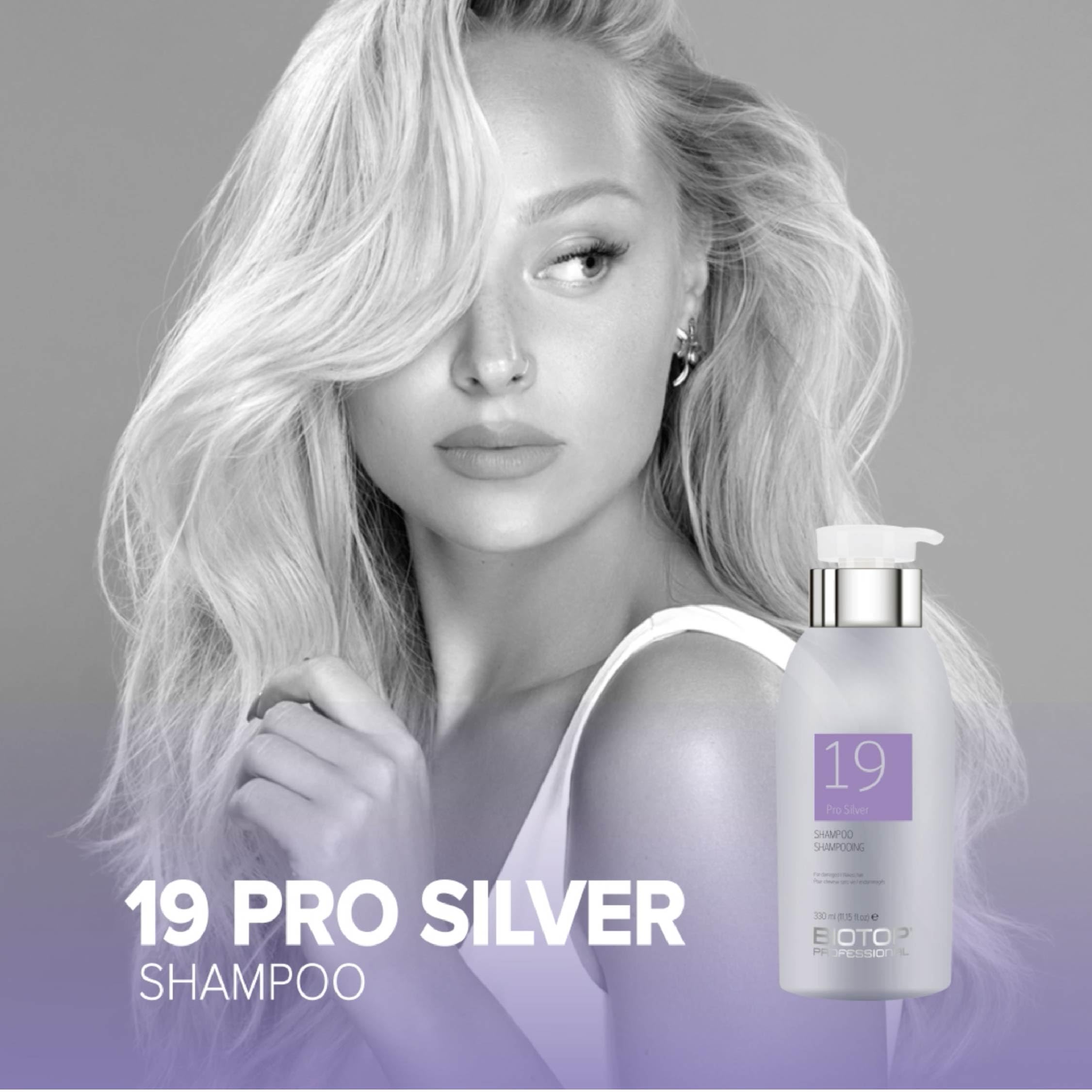 Biotop Professional 19 Pro Silver Shampoo – Neutralize Brassy Tones for Blonde & Platinum Hair (33.8oz)