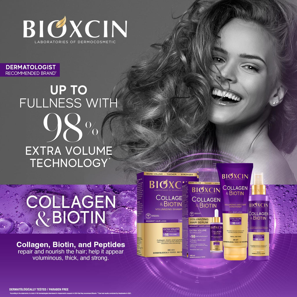 BIOXCIN Collagen & Biotin Volumizing Shampoo – Extra Volume, Sulfate-Free, 300 ml