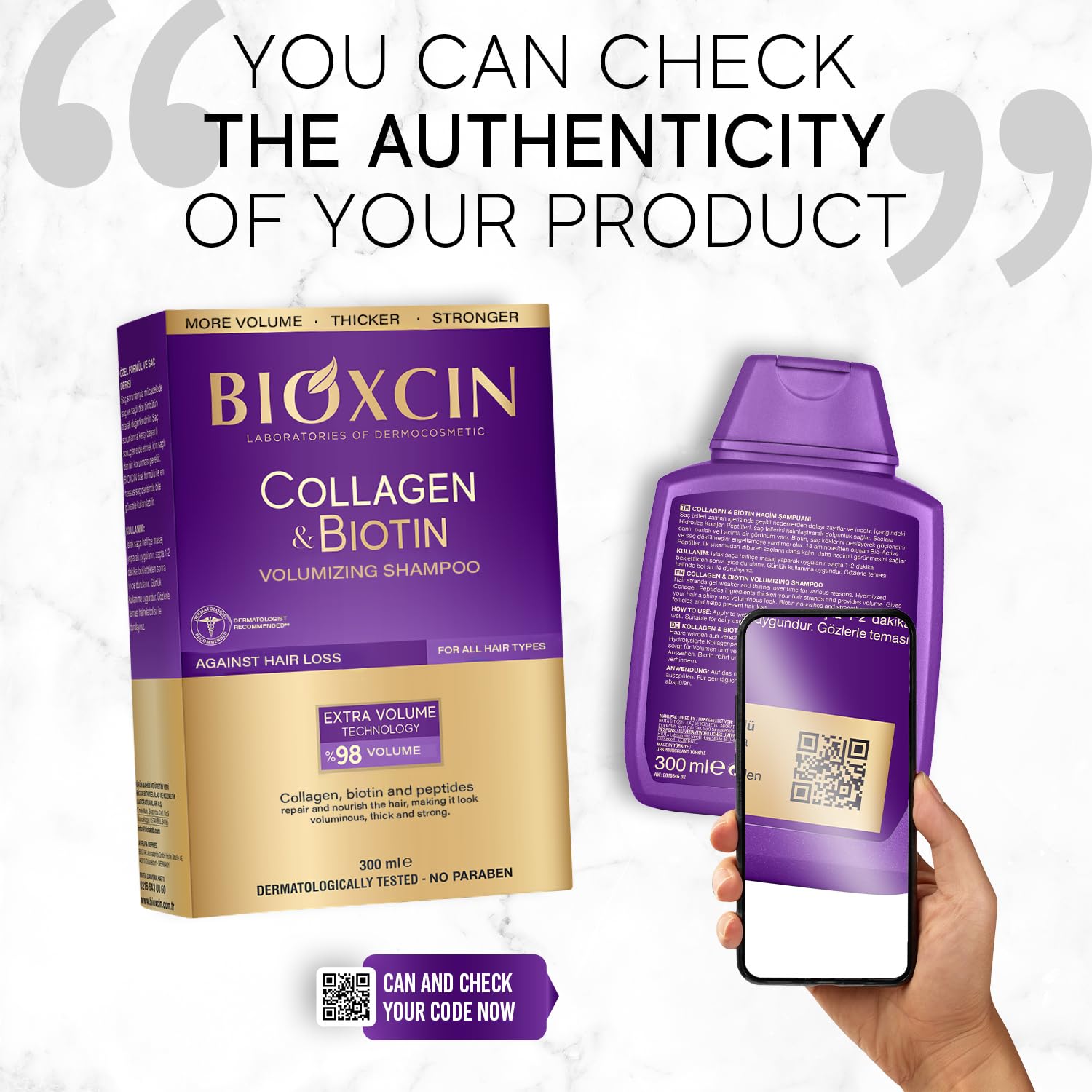 BIOXCIN Collagen & Biotin Volumizing Shampoo – Extra Volume, Sulfate-Free, 300 ml
