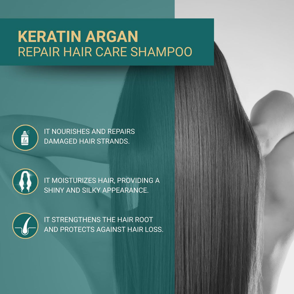 BIOXCIN Keratin & Argan Repair Shampoo – Bond Repair, Anti-Hair Loss & Growth Support, Sulfate-Free, 3 x 300 ml