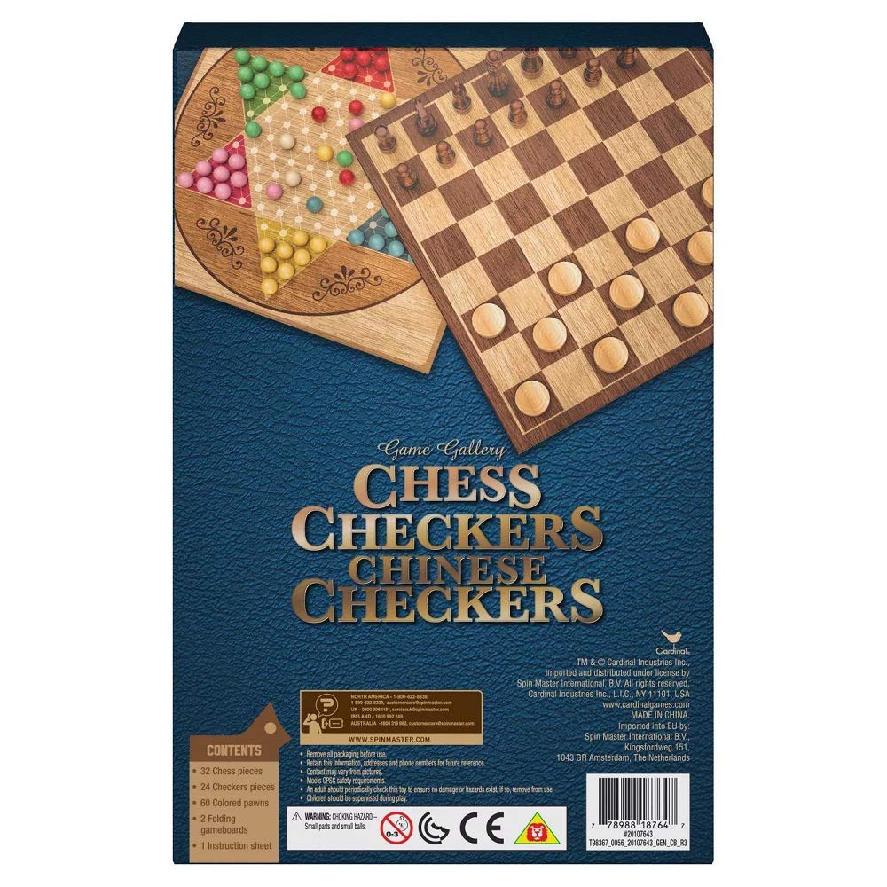 Birsppy Game Gallery Chess, Checkers & Chinese Checkers Board Game Set – Family Fun