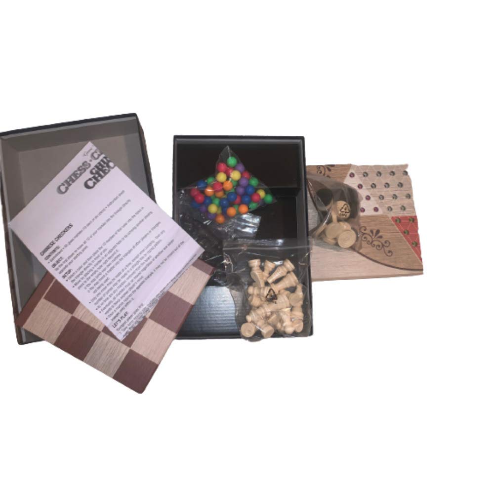 Birsppy Game Gallery Chess, Checkers & Chinese Checkers Board Game Set – Family Fun