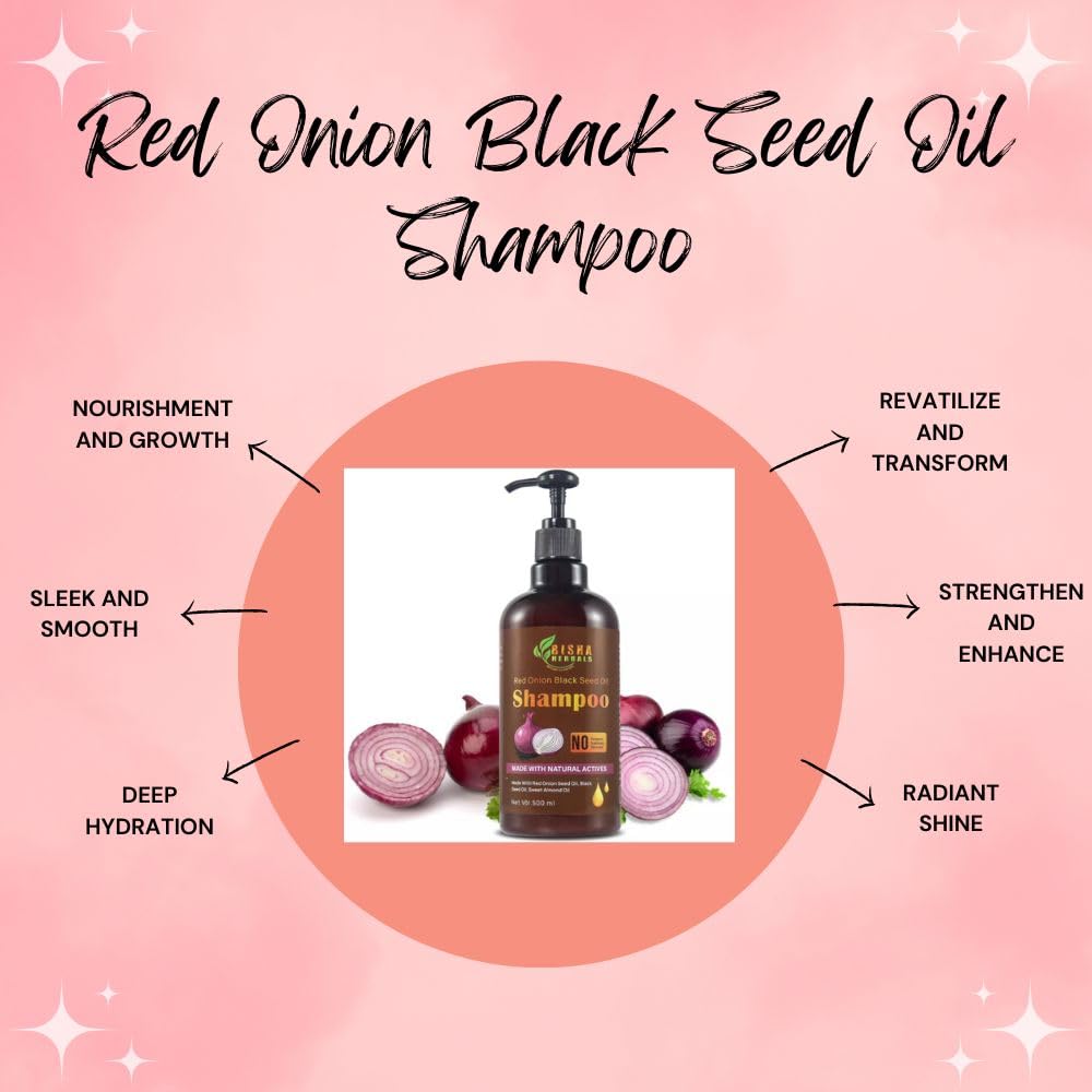 Bisha Herbals SHAMPOO with Red Onion & Black Seed Oil – Natural, Sulfate-free, Paraben-free for All Hair Types
