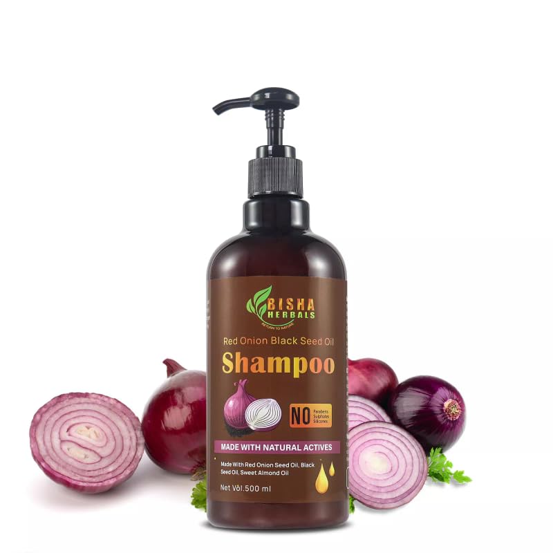 Bisha Herbals SHAMPOO with Red Onion & Black Seed Oil – Natural, Sulfate-free, Paraben-free for All Hair Types